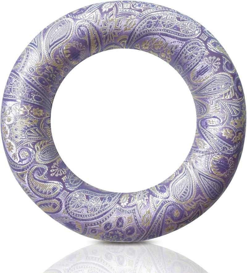 UPCEED Singing Bowl Cushion for Tibetan Singing Bowls, Handmade Silk Brocade Round Cushion Pillow for Sound Healing and Crystal Sound Bowls Accessories(Violet,6.7 Inch) - Image 1